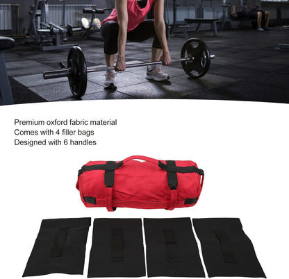 Multi Purpose Oxford Fabric Workout Sandbag with 6 Handles and Filler Bags for Indoor Gym Easy Adjustment, Easy Storage