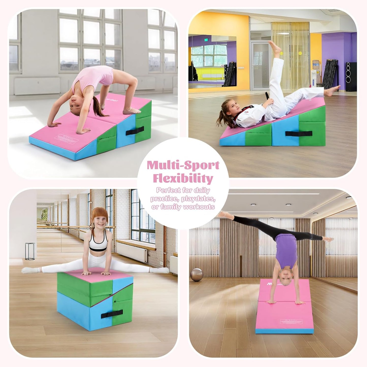 Gymnastics Cheese Mat Incline Wedge Mat, Folding Gymnastics Mat for Kids Tumbling, Indoor/Outdoor Skill Shape Training & Exercise equipment Home Gym Yoga