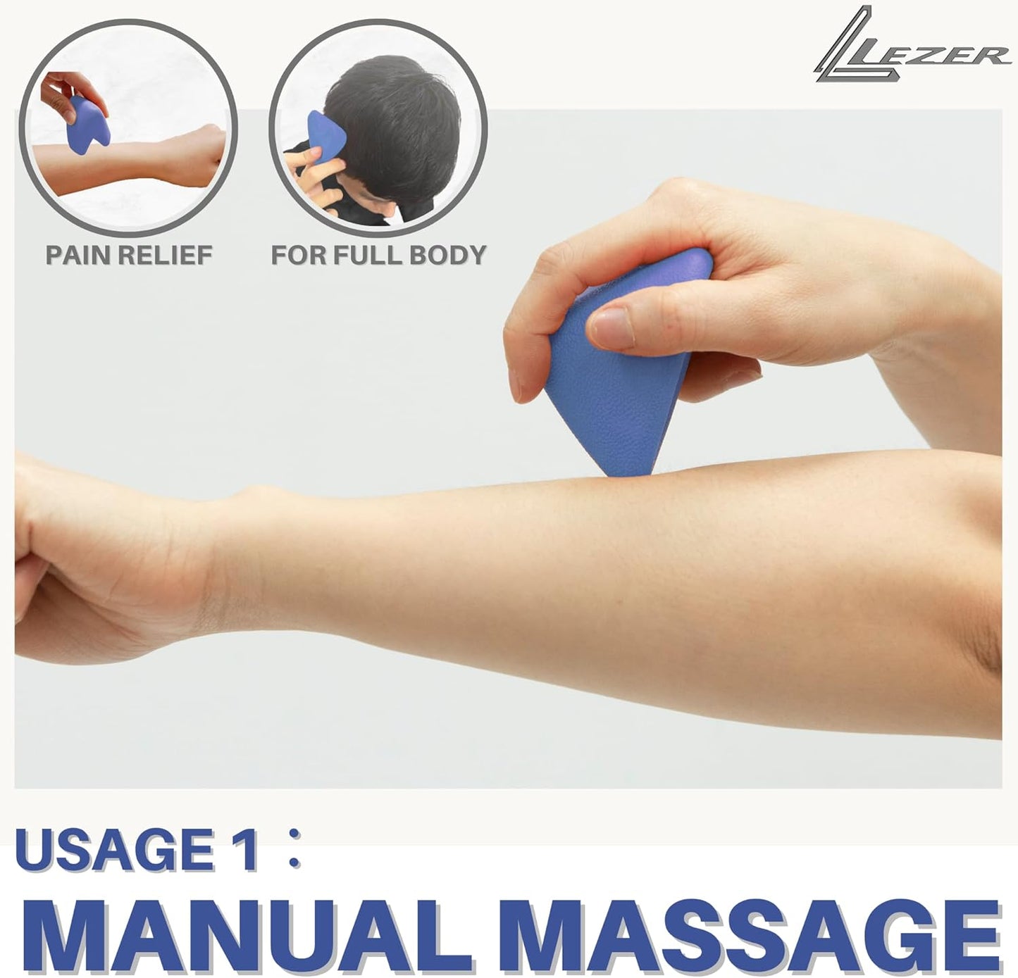 LEZER Trigger Massage Point, Manual Massage Ball, Muscle Knots Relief Tool, Myofascial Release, Physical Therapy, Deep Tissue Back Massage, Plantar Fasciitis, 2.9 in x 2.1 in (Blue)