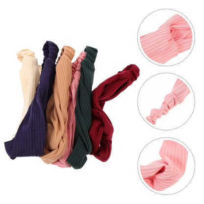 6pcs Cross Knot Elastic Headbands for Women, Solid Color Stretchy Hair Accessories Set, Soft Knitted Yoga and Sports Hairbands and Ladies