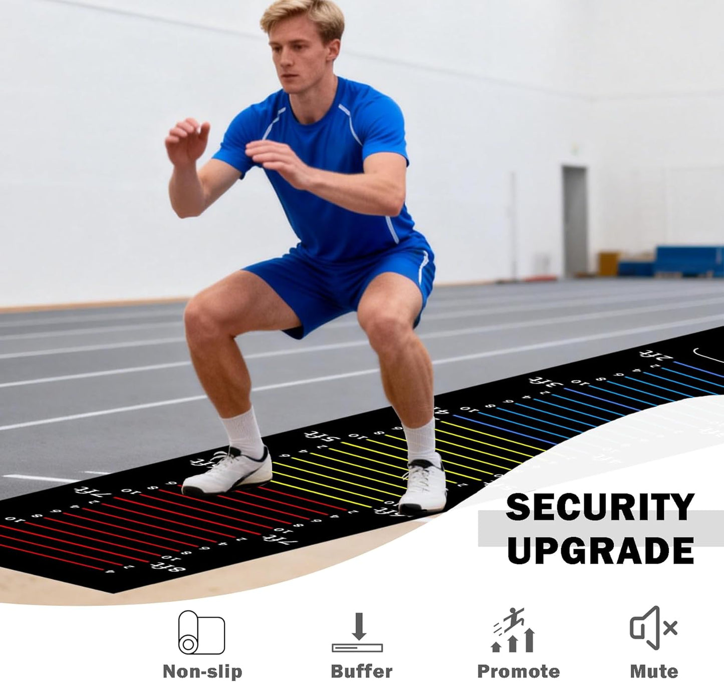 Long Standing Jump Mat Non-Slip Broad Measurement Jumping Rope Pad Foldable Yoga Mat for Gym, Outdoor Exercise, Home Workout