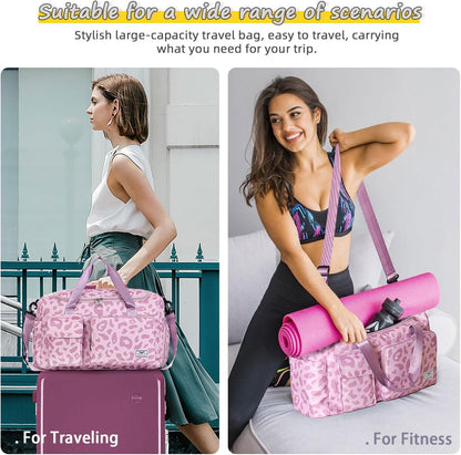 FIORETTO Women's Gym Duffle Bag with Shoes Compartment, 30L Capacity, Ideal for Travel, Gym, Sports, Duffel, Weekender