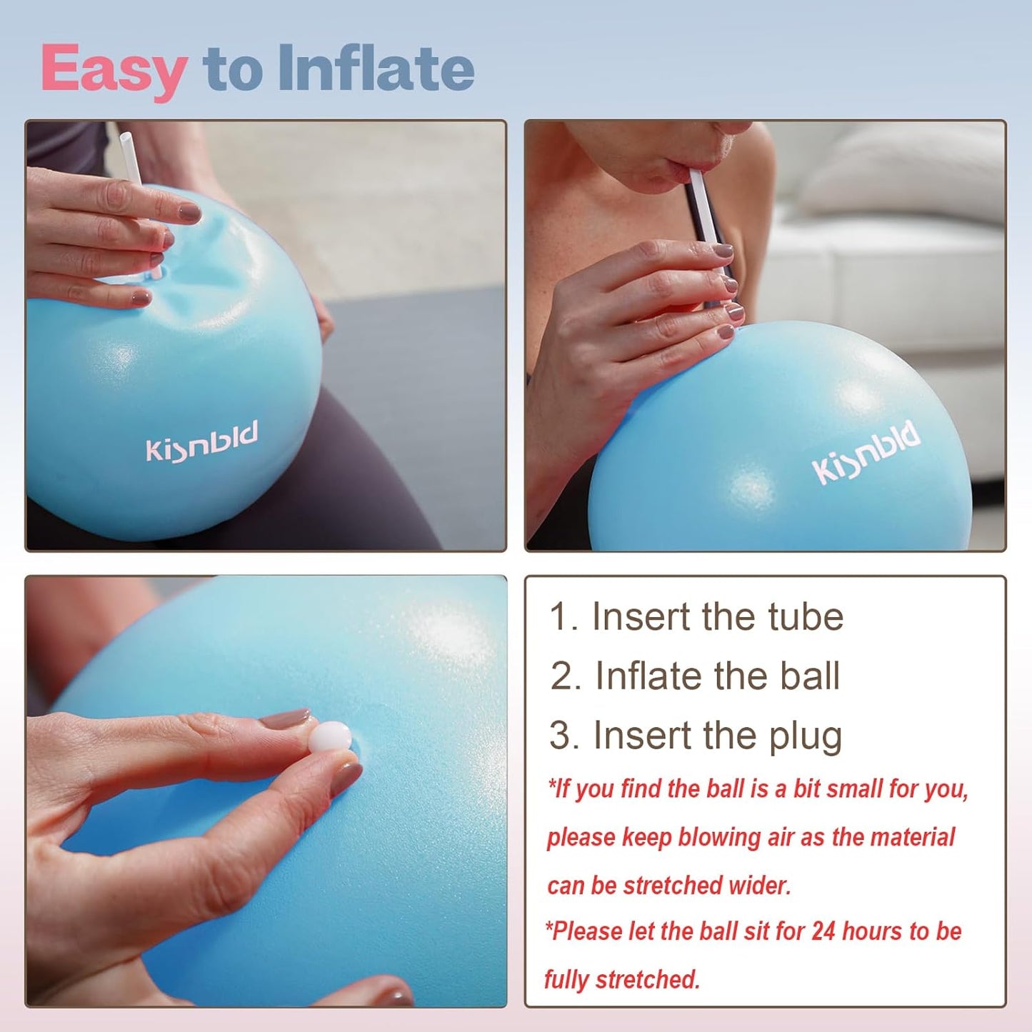 kisnbld Small Exercise Ball, 9 Inch Mini Pilates Ball, Anti Burst and Slip Resistant Mini Yoga Ball for Stability, Fitness, Physical Therapy, Stretching & Core Strength Workout at Home Gym & Office