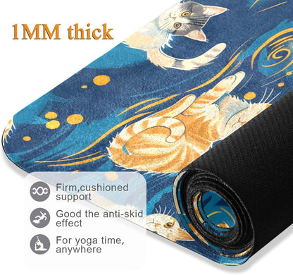 Starry Sky Cats Yoga Mat Non Slip Thick Kids Eco Friendly Rubber Workout Foldable Yoga Mat Women Exercise