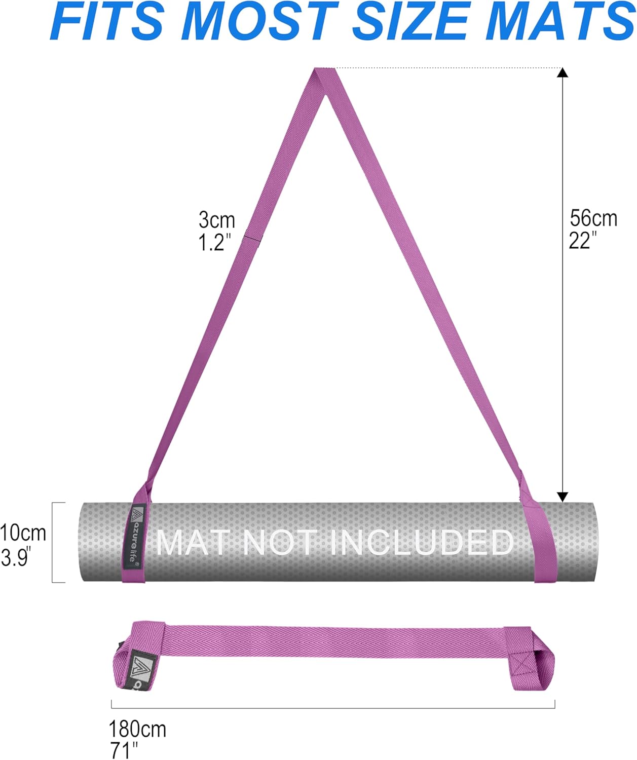 A AZURELIFE [MAT NOT Included] Yoga Mat Sling, Yoga Mat Straps for Carrying, Easy-Cinch Yoga Mat Holder Strap