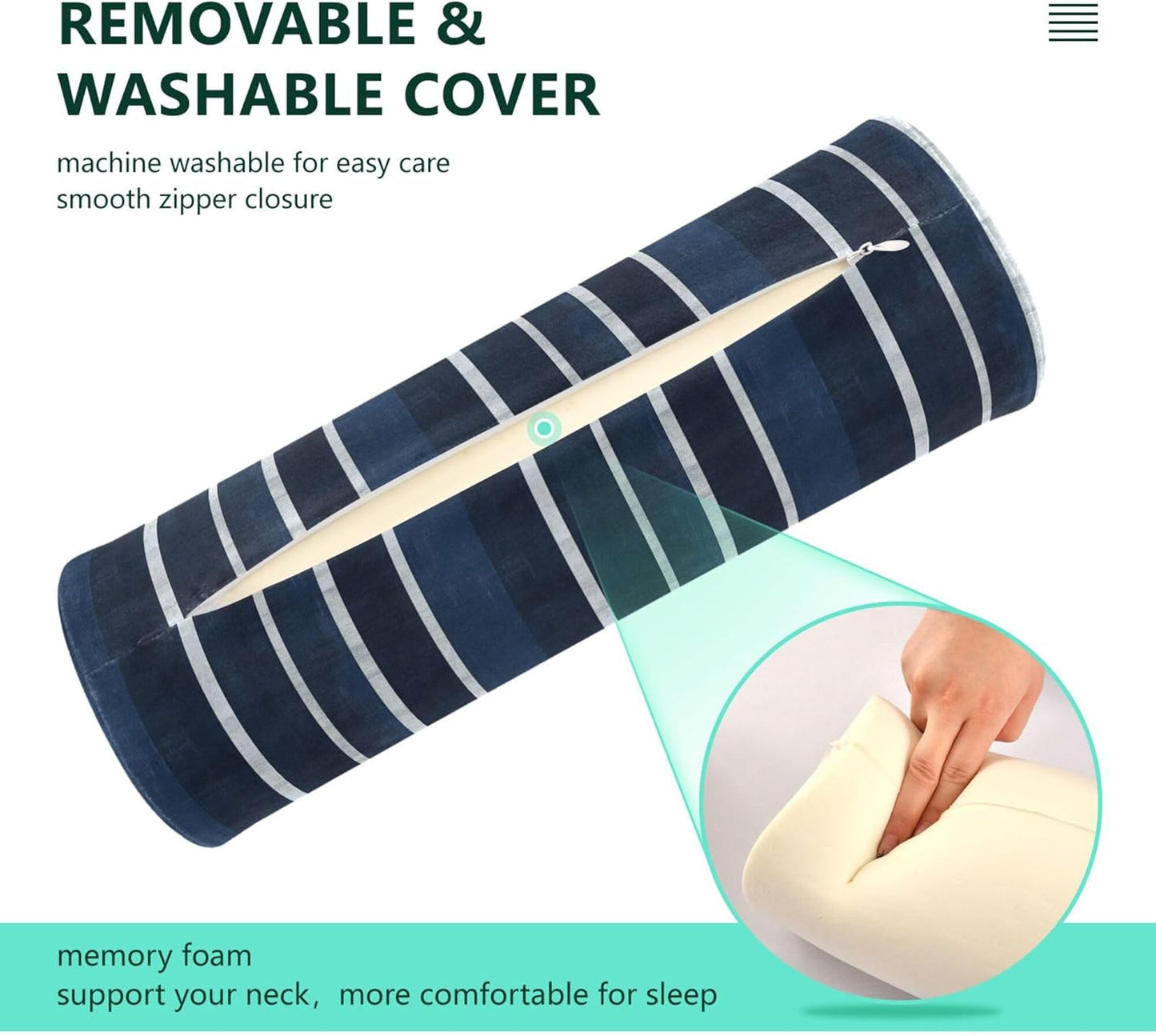 Yoga Bolster Pillow Round Neck Roll Pillow Bed Round Pillow for Baby Cylinder Decorative Pillow Bolster Pillow Covers with Zipper Gold Stripe