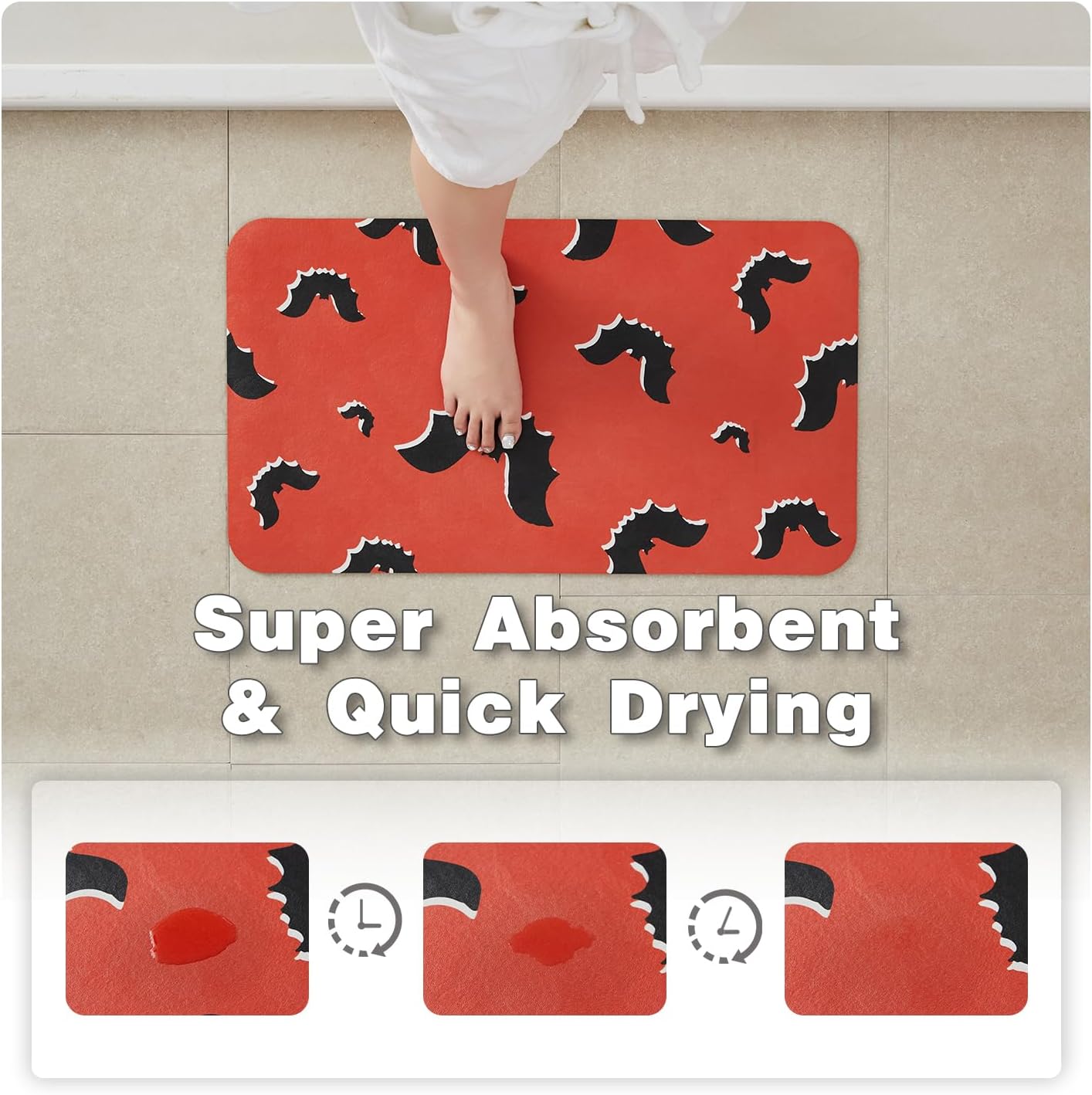 TYUU Bath Mat, Bathroom Rugs Non Slip Washable Thin Absorbent Quick Dry Bath Mat Fits Under Door Bathroom Floor Mat Perfect for Bath, Shower, or Sink 24"x36" Dark Grey