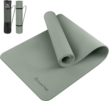 Gruper Yoga Mat Non Slip, 72"L x 24"W x 0.24"/0.32"TH, Anti-Tear Exercise Mat with Carrying Strap and Bag, Pro TPE Yoga Mats for Women, Workout Mats for Home, Pilates and Floor Exercises