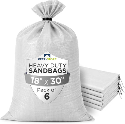 Heavy Duty Sand Bags Pack of 3, White Empty Sandbags with Built-In Ties, Woven Polypropylene UV Protection 1600 Hours, Fillable Sand Bags for Flood Control, Weight, 10x14 inches, 15 Pounds Volume