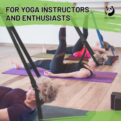 Slim Panda Yoga Strap for Stretching,Cotton Yoga Strap with Adjustable D-Ring Buckle,Non-Elastic Yoga Belt for Pilates,Gym Workouts,Physical Therapy,Improve Flexibility