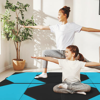 Giantex 4'x10'x 2" Gymnastics Mat, 4-Panel Folding Aerobics Exercise Mat w/Hook & Loop Fastener, Carrying Handle, Portable Tumbling Mat for Stretching Yoga Cheerleading Martial Arts