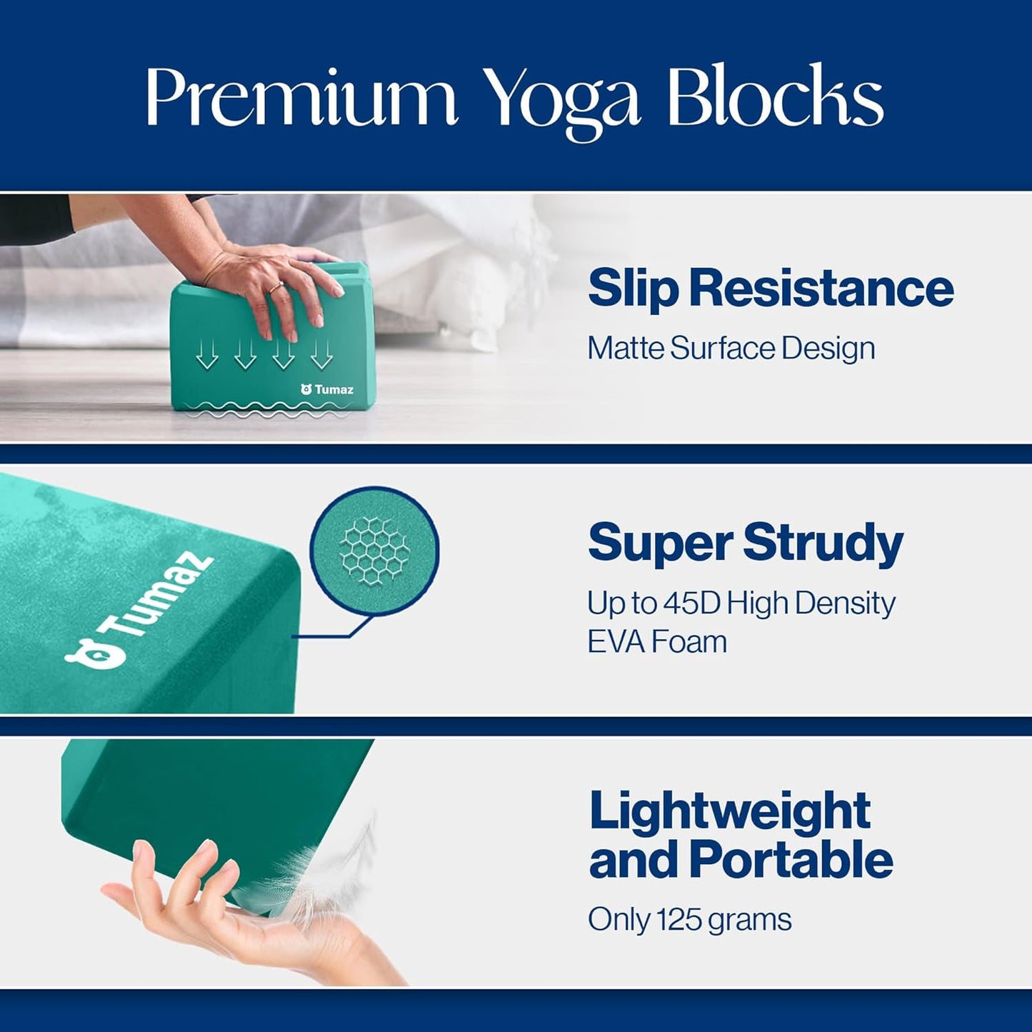 Tumaz Yoga & Stretching Essentials Bundle: 10-Loop Non-Elastic Stretch Strap for Physical Therapy, Yoga, Pilates & 2-Pack High-Density EVA Foam/Cork Yoga Blocks with 8FT Strap Set and E-Book
