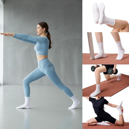 COOLMATE Pilates Socks with Grips for Women, Yoga Socks, Crew Non Slip Women for Barre, Pilates Gifts for Women - Colors A