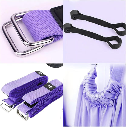 Aerial Yoga Stretching Strap - Adjustable Yoga Straps for Stretching, Flexibility & Inversion Training | Portable with Pouch for Pilates, Ballet, Gymnastics