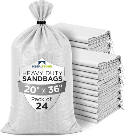 Heavy Duty Sand Bags Pack of 3, White Empty Sandbags with Built-In Ties, Woven Polypropylene UV Protection 1600 Hours, Fillable Sand Bags for Flood Control, Weight, 10x14 inches, 15 Pounds Volume