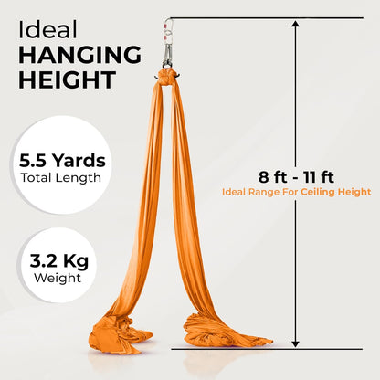 LOTUS78 Aerial Yoga Hammock 5.5 Yards (198 Inches) – Premium Aerial Silk Swing for Antigravity Fitness, Inversion Therapy, Strength & Flexibility | Purple | Yoga Trapeze for Home & Studio