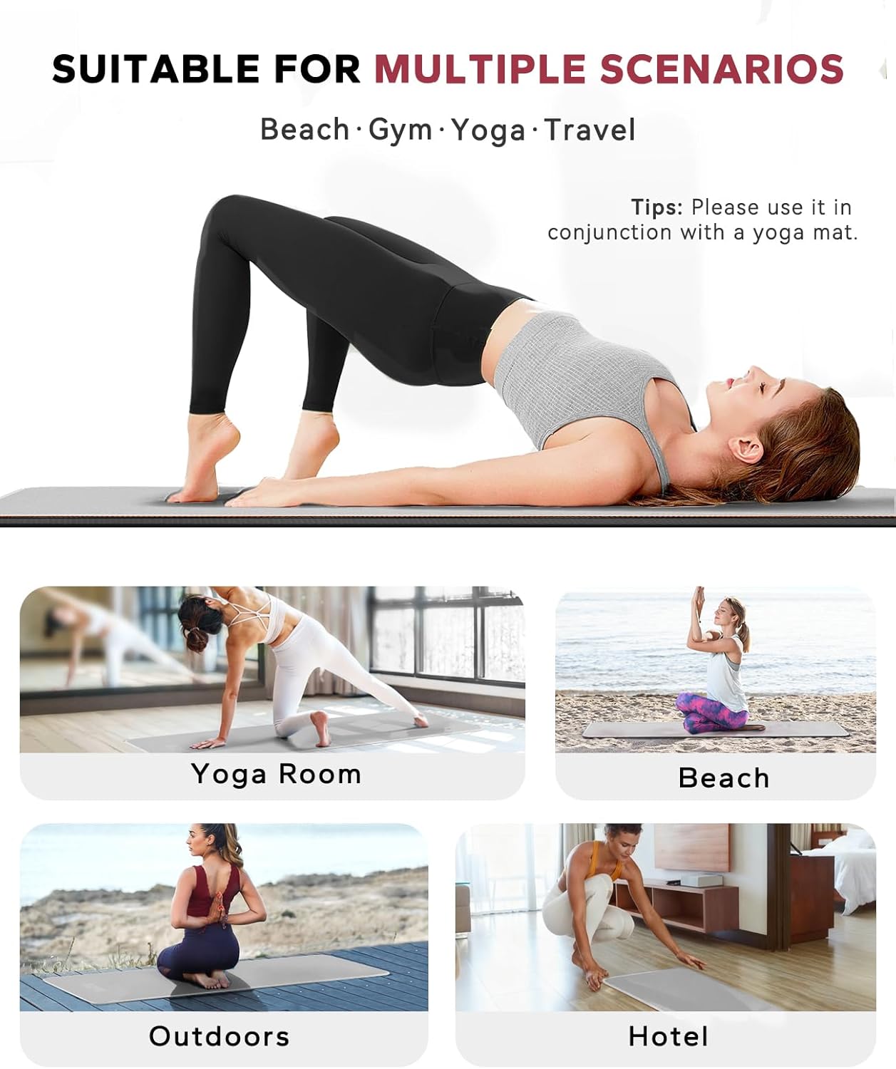 HAPBEAR Hot Yoga Towel with Non-Slip Grip Dots, Super-Absorbent Microfiber Yoga Mat Towel for Sweaty Bikram, Pilates and Studio Workouts - Grey