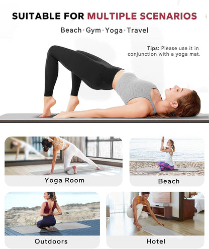 HAPBEAR Hot Yoga Towel with Non-Slip Grip Dots, Super-Absorbent Microfiber Yoga Mat Towel for Sweaty Bikram, Pilates and Studio Workouts - Grey