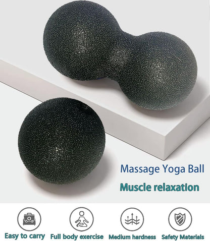 Hard Peanut Massage Ball - Double Ball for Trigger Point Therapy, Myofascial Release, Deep Tissue Fitness Massage & Relax Tight Muscles, Peanut Ball 16cm & Trigger Point Massage Ball 8cm (B)