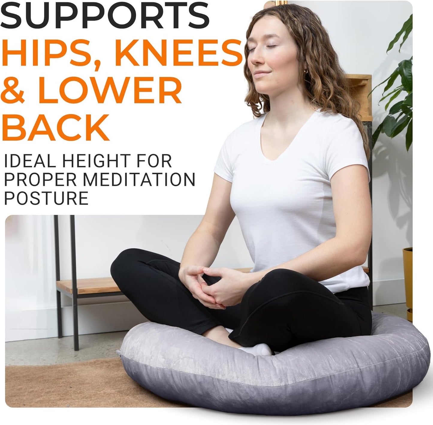 Cheer Collection Meditation Cushion - Ergonomic Floor Pillow, Yoga Pillow with Buckwheat Filling, Zafu Meditation Cushion, Comfort & Meditation Posture Support