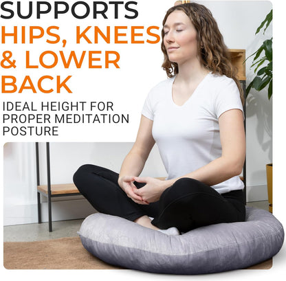 Cheer Collection Meditation Cushion - Ergonomic Floor Pillow, Yoga Pillow with Buckwheat Filling, Zafu Meditation Cushion, Comfort & Meditation Posture Support