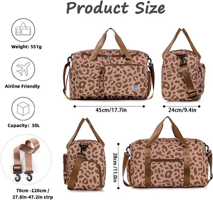 FIORETTO Women's Gym Duffle Bag with Shoes Compartment, 30L Capacity, Ideal for Travel, Gym, Sports, Duffel, Weekender