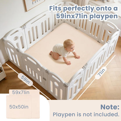 ACOMOPACK 1.3" Thick Baby Play Mat for Floor 79x118"-Large Water-Repellent&Non-Slip Memory Foam Mat for Kids,Toddlers,Soft Velvet Nursery Rug for Tummy Time&Crawling,Yoga,Tatami Style(Blue)
