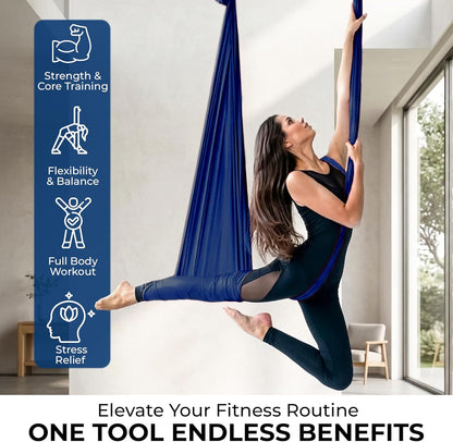 LOTUS78 Aerial Yoga Hammock 5.5 Yards (198 Inches) – Premium Aerial Silk Swing for Antigravity Fitness, Inversion Therapy, Strength & Flexibility | Purple | Yoga Trapeze for Home & Studio