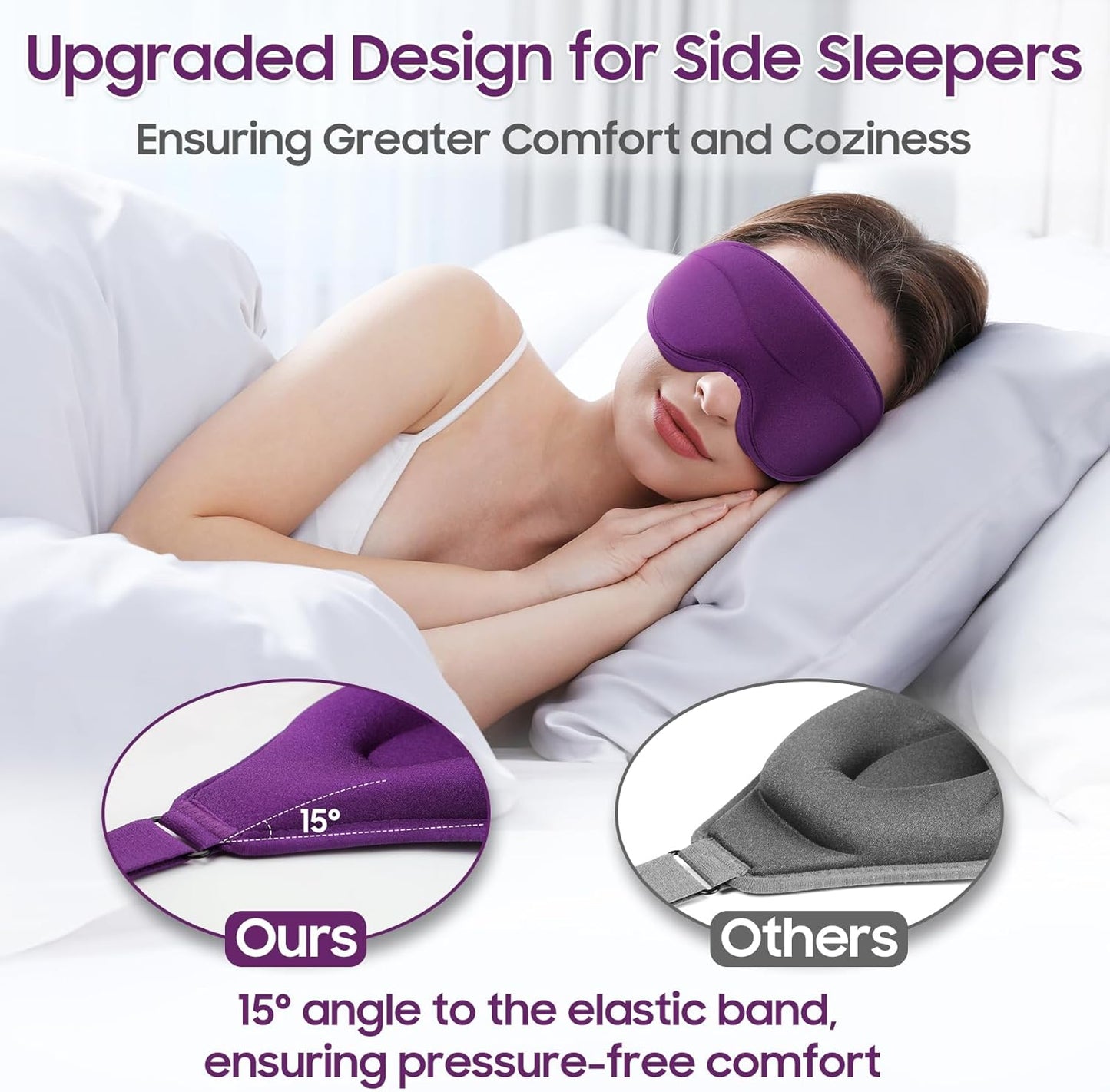 Sleep Mask - Total Blackout 3D Sleeping Mask, Super Lightweight & Silky Soft Eye Mask for Sleeping, Fully Adjustable Fit for Home, Office, Traveling, Meditation, Yoga, Pink, Mothers Day Gifts