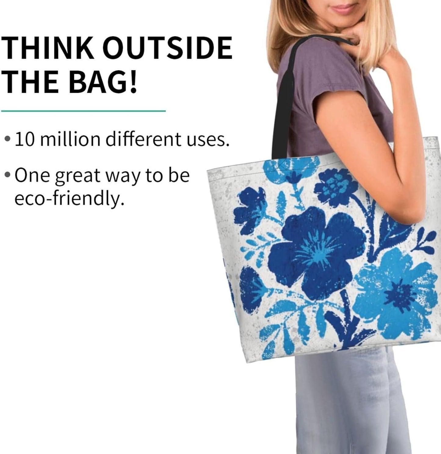 Tote Shoulder Bag Large Durable Reusable Eco-friendly Handbag Lightweight Stylish for Daily Use-19.7x15.7x5.9 Inch - Colors B