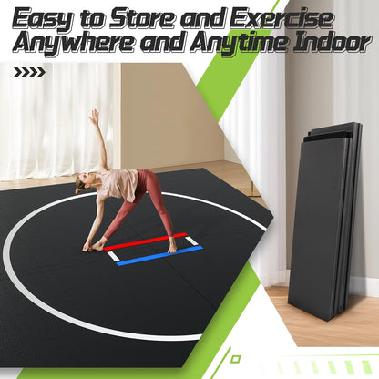 Wrestling Mat 10'x10'/6.6'x10' for Home Outdoor Indoor, 1.2" Thick Foldable XPE Jiu Jitsu Floor Exercise Mat for Gymnastics, PE Training, BJJ, MMA, Martial Art, Grappling, Judo, Boxing, Yoga