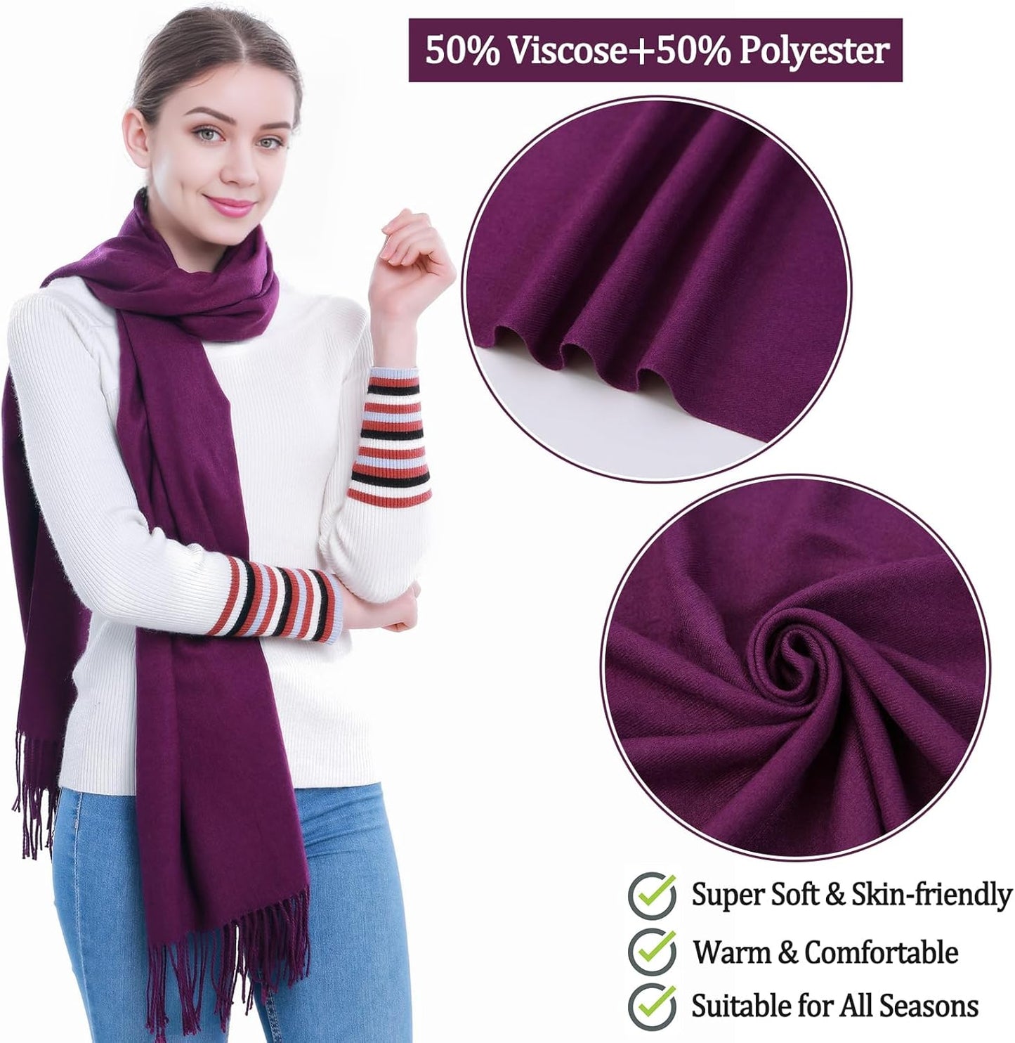Pashmina Scarf and Shawl - Soft Women Pashminas Wrap for Wedding Evening Party dresses