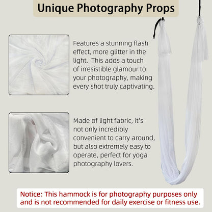 6.5 Yards Transparent Aerial Yoga Hammock Kit Inelastic Photography Art Performance Circus Yoga Hammock with Hardware Daisy Chain