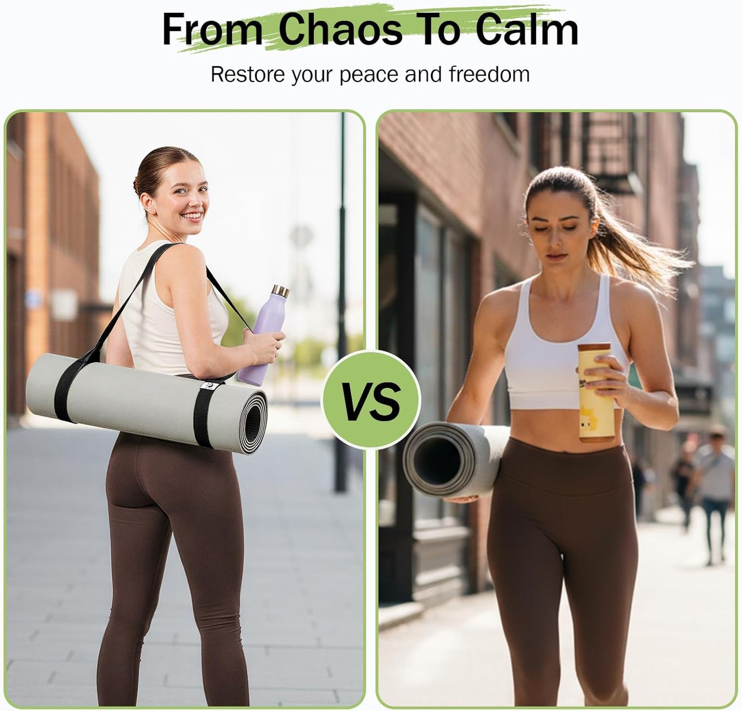 Slim Panda 2-Pack Yoga Mat Straps, Adjustable Yoga Mat Straps, Yoga Mat Storage Straps (Yoga mat not included)