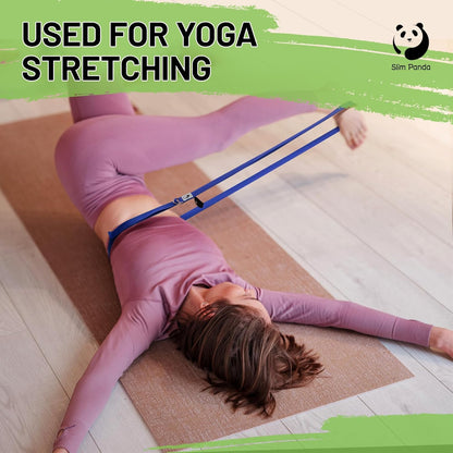 Slim Panda Yoga Strap for Stretching,Cotton Yoga Strap with Adjustable D-Ring Buckle,Non-Elastic Yoga Belt for Pilates,Gym Workouts,Physical Therapy,Improve Flexibility