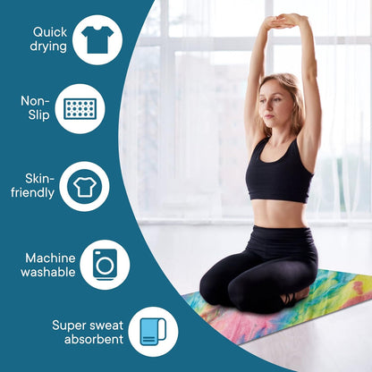 Yoga Towels, Non Slip Hot Yoga Mat Towel with Grip Dots,Super-Absorbent Soft Microfiber Yoga Blanket for Pilates, Fitness and Workout 72inch x 24inch