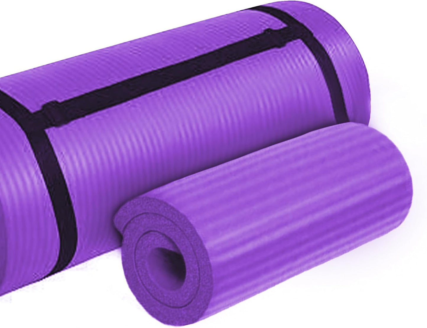 BalanceFrom 71x24 Inches Yoga Mat with Knee Pad and Optional Blocks – Extra 1-Inch Thick Non-Slip Foam with Anti-Tear Surface and Carrying Strap for Home, Studio, or Gym Workouts