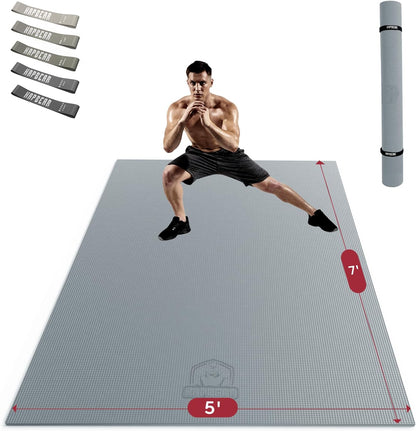 HAPBEAR Large Exercise Mat-7'x5'/6'x8'/6'x9'/6'x10'/6'x12'x8mm(1/3"),Non-Slip, Ultra Durable, Thick Workout Mat for Home Gym Flooring Cardio, Yoga for Fitness, High-Density, Shoes-Friendly