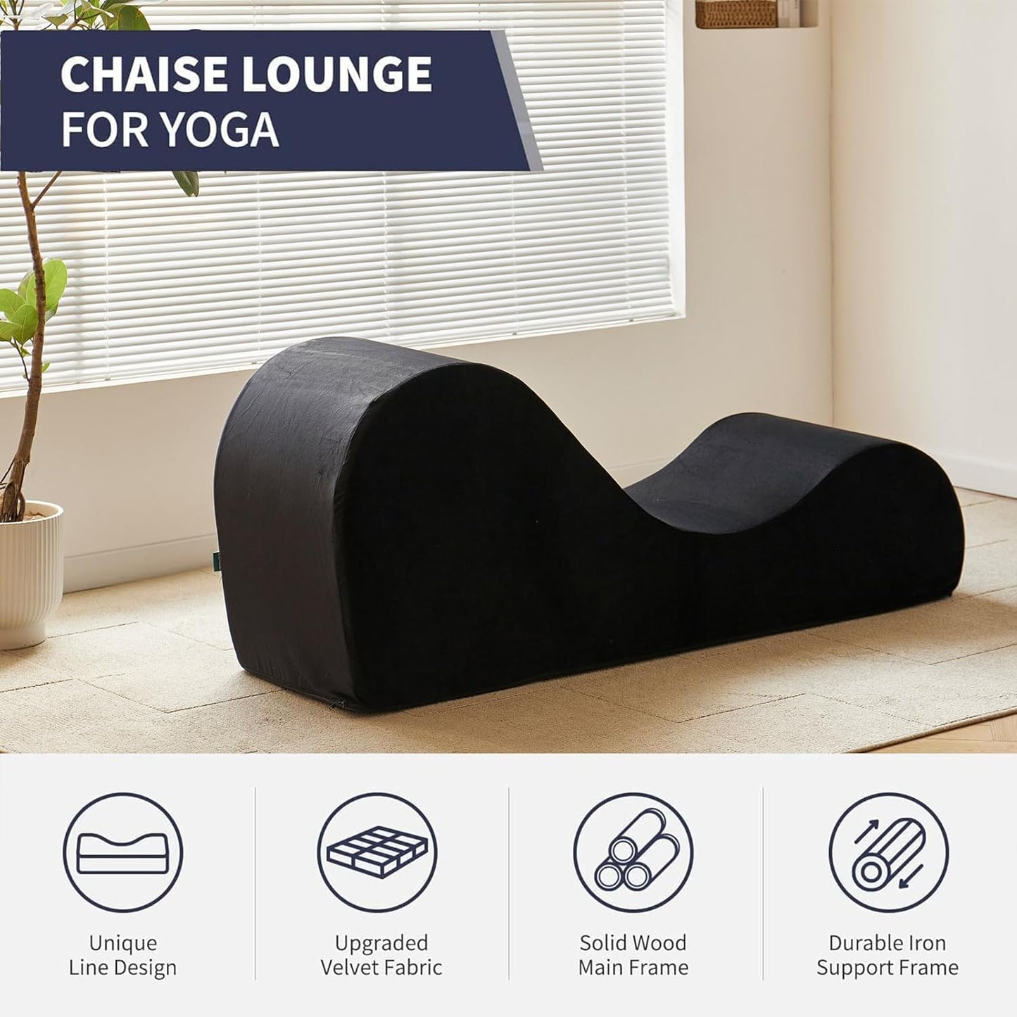 Yoga Chair, Yoga Chaise Lounge Chair Indoor, Yoga Chairs for Adults Exercise, Stretching, Relaxation, Ergonomic Design, Tantra Chair for Bedroom Living Room