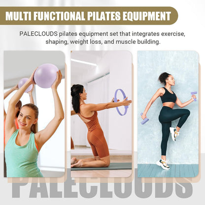 Pilates Ring Set, Pilates Essential Kit with Pilates Ring and Ball, 2.2lb *2 Ergonomic 7-Shaped Dumbbells, Portable Bag & Training Poster, at Home Workouts Pilates Sets for Women