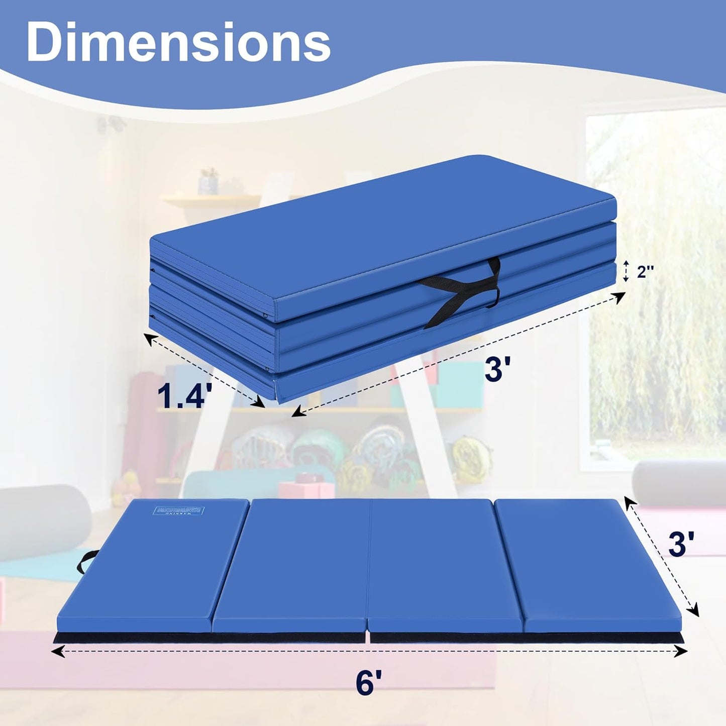Polar Aurora 3'x6'x2 Thick Folding Gymnastics Exercise Mat Aerobics Stretching Yoga Mats