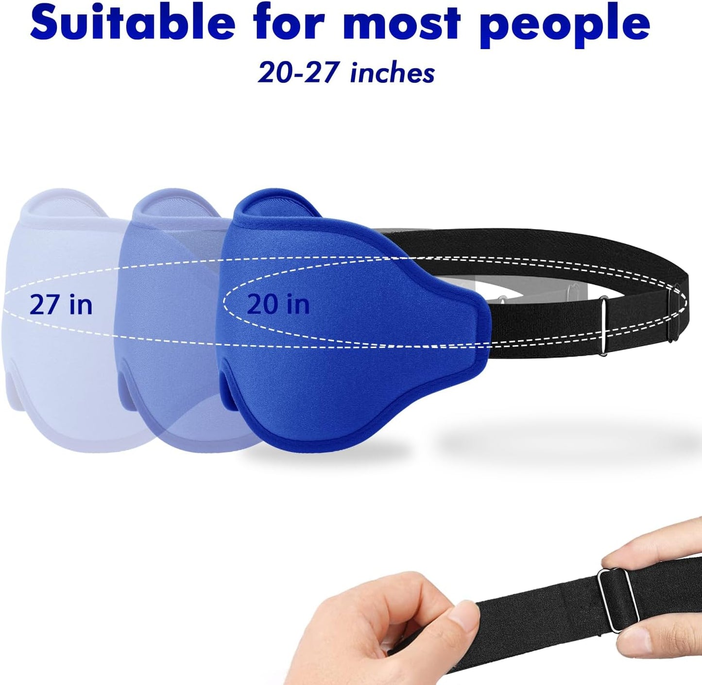 Sleep Eye Mask for Men Women, Sleeping Mask for Side Sleeper, Travel Blackout Night Blindfold Eye Shade Cover with Adjustable Strap (Black)