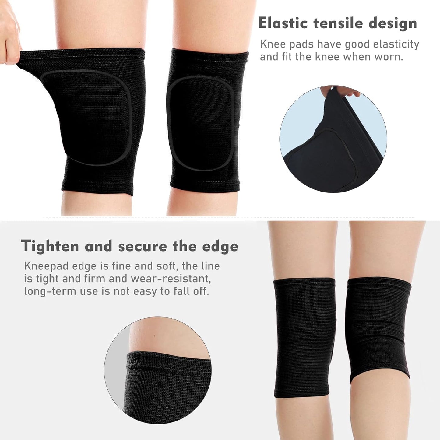 Volleyball Knee Pads, Soft Breathable Thick Sponge Youth Volleyball Knee Pads for Men Women Girls Knees Protective, Knee Pads for Volleyball Basketball Football Dance Workout Climbing etc Various Sports S (White)
