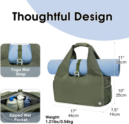 sportsnew Yoga Gym Bags for Women with Shoes Compartment & Wet Dry Storage Pockets & Adjustable Yoga Mat Holder, Patent Pending