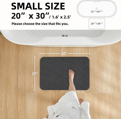 TYUU Bath Mat, Bathroom Rugs Non Slip Washable Thin Absorbent Quick Dry Bath Mat Fits Under Door Bathroom Floor Mat Perfect for Bath, Shower, or Sink 24"x36" Dark Grey