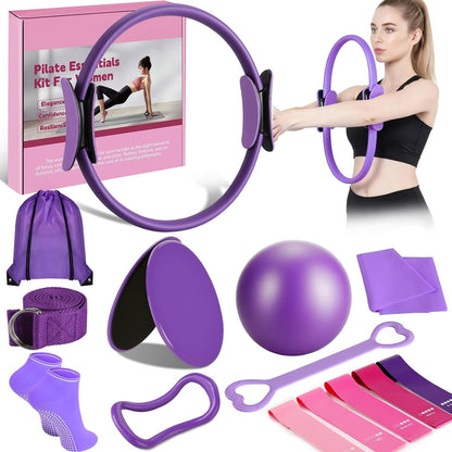 14 Pcs Pilates Kit Home Workout Kit for Women,Pilates Equipment Kit for Gym Studio Travel