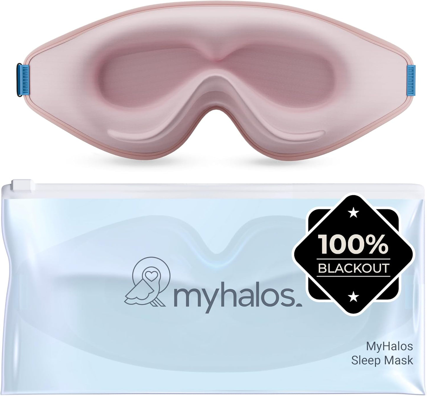 MyHalos® Sleep Mask – 3D Blackout Eye Mask for Women & Men, Side Sleepers, Zero Pressure Memory Foam Eyelash Friendly, Breathable,Award-Winning Sleep Aid for Travel (Black, 1 Count (Pack of 1)