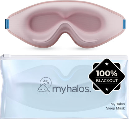MyHalos® Sleep Mask – 3D Blackout Eye Mask for Women & Men, Side Sleepers, Zero Pressure Memory Foam Eyelash Friendly, Breathable,Award-Winning Sleep Aid for Travel (Black, 1 Count (Pack of 1)