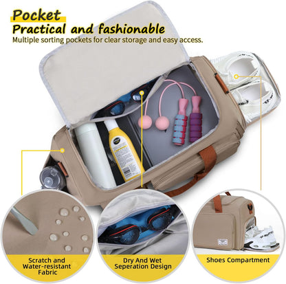 FIORETTO Women's Gym Duffle Bag with Shoes Compartment, 30L Capacity, Ideal for Travel, Gym, Sports, Duffel, Weekender