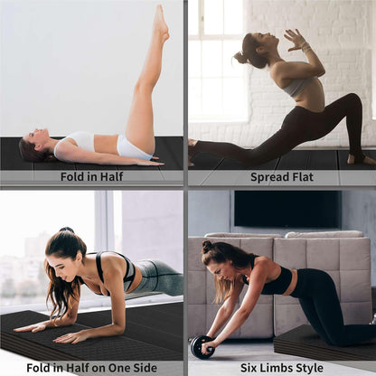 Foldable Wide & Large Yoga Mat – Cushioned, Compact & Easy to Store | 6mm & 8mm Thick | For Home, Gym, Travel, Yoga, Pilates & Floor Exercises